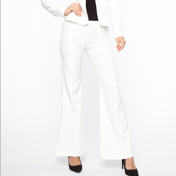 Pants - IVORY BUTTON FLARE PANTS  M